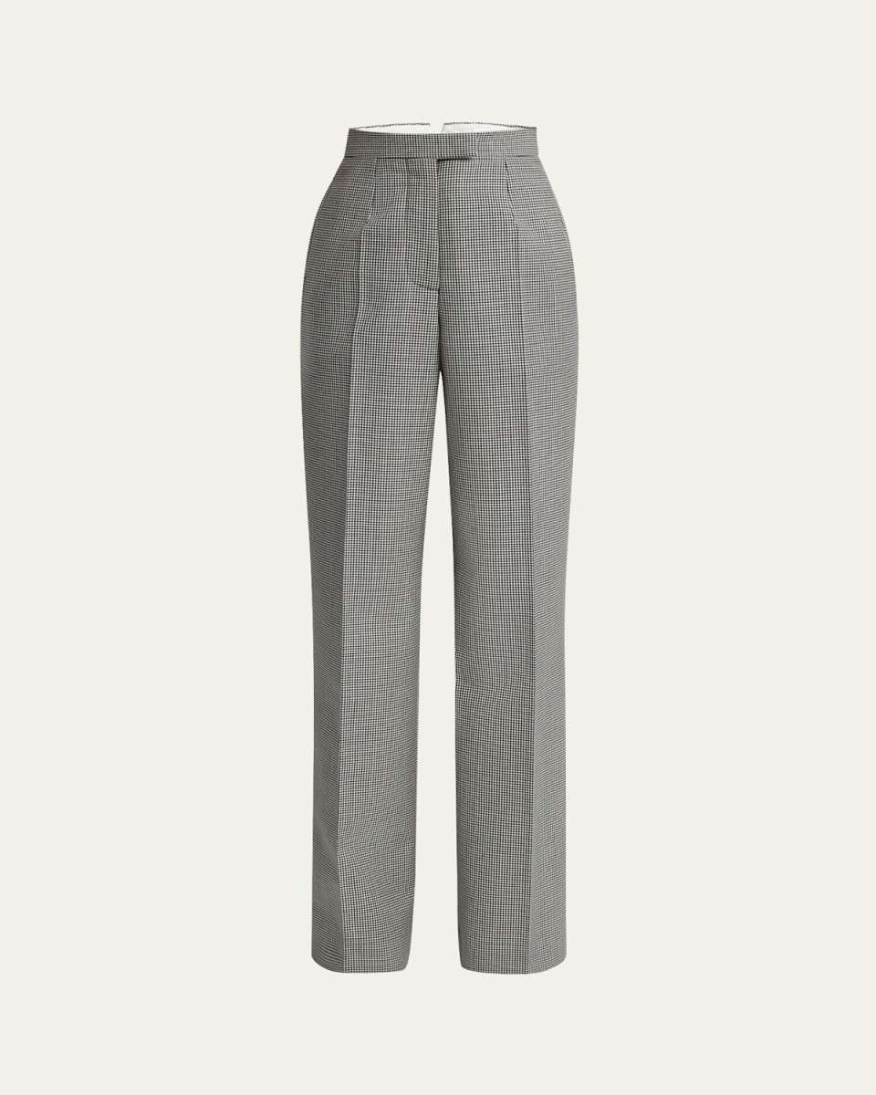 Tailored Houndstooth Mohair Wool Trousers